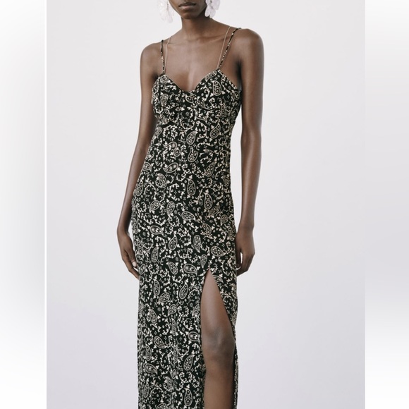 Zara Dresses & Skirts - NWT Zara Beaded Chain Strap Midi Dress